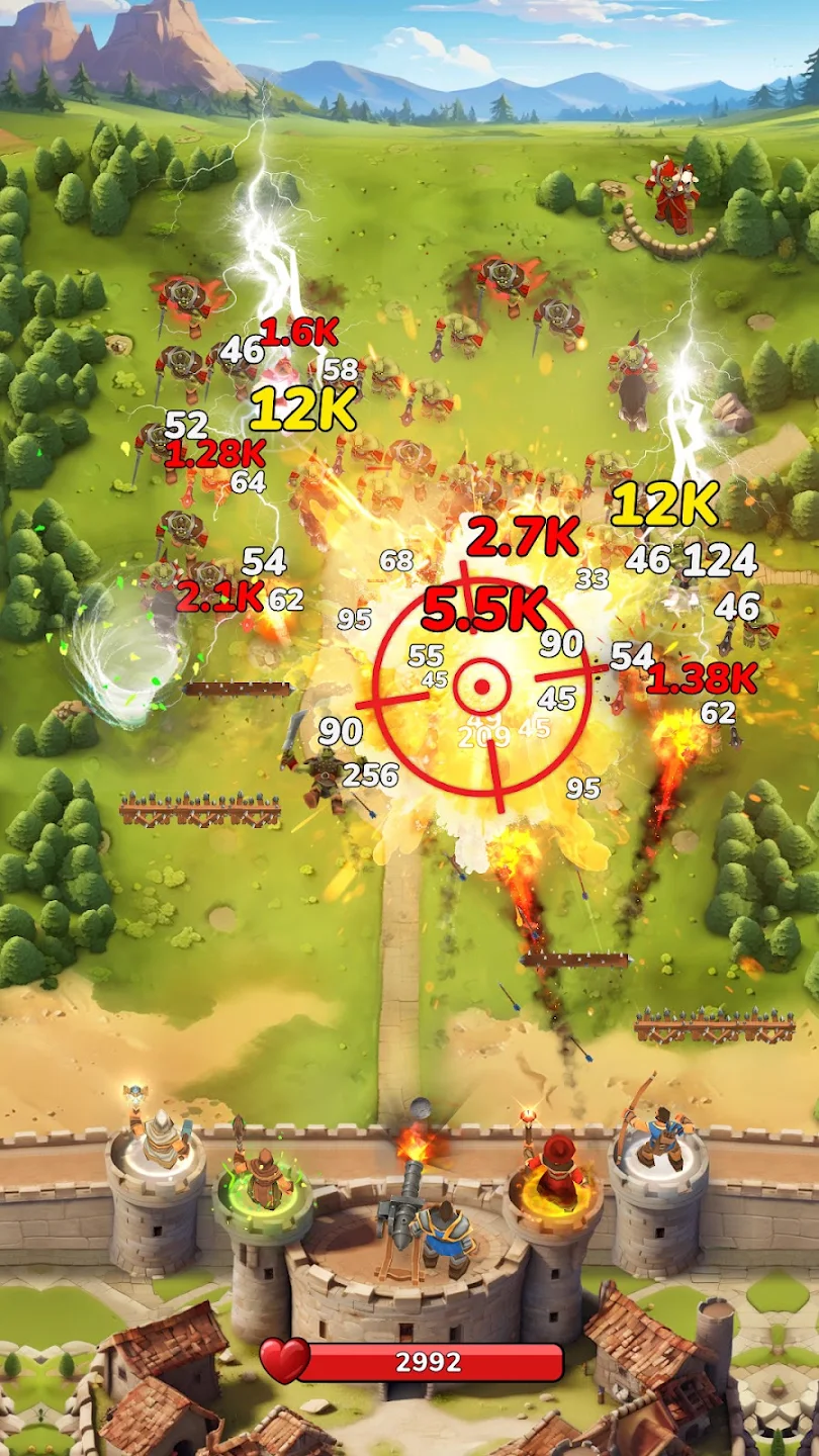 Helter og kanon mot en bølge i Boom Castle